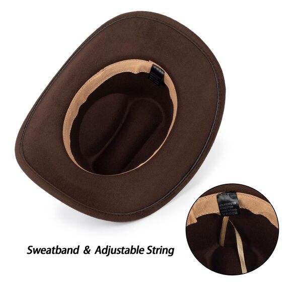 8745 Western Felt Cowboy Cowgirl Hat- Wide Brim Panama Jazz Fedora Hat main image 5